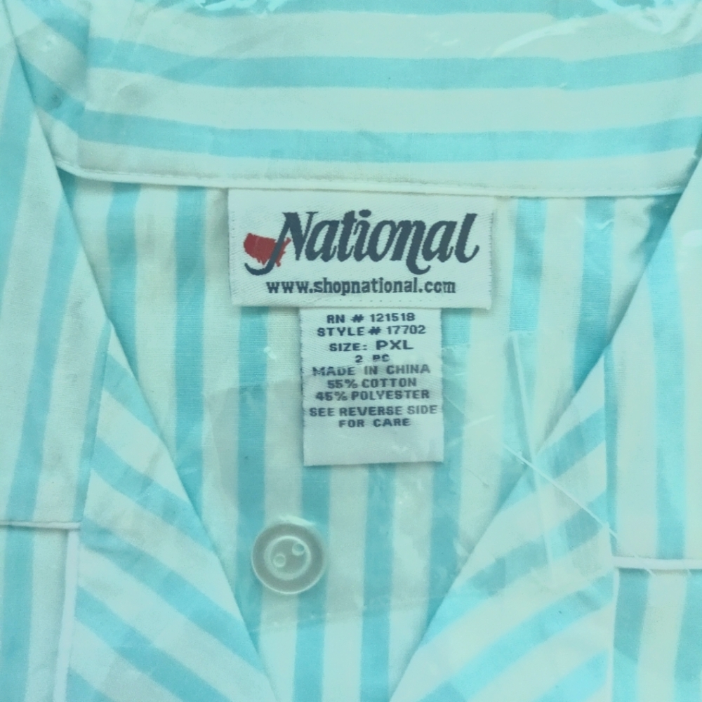 Shortie summer pajamas. NWT. Aqua striped. Ladies XL.